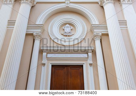 Iglesia de la Caridad of Cartagena church door facade at spain