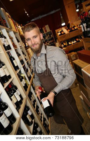 Man working in wine shop