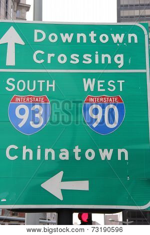 Boston directions sign