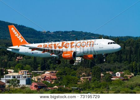 CORFU, GREECE - SEPREMBER 29: An easyJet Airbus A320 taxis on SEPREMBER 29, 2014 in Corfu, Greece. EasyJet is the largest airline of the United Kingdom 