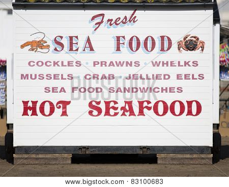 Sea Food Stall On Weston-Super-Mare Beach