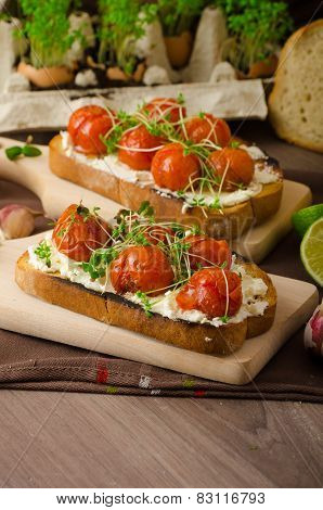 Roasted Cherry Tomato Sauce And Ricotta On Toast