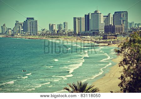 The Tel Aviv Sky Line Postcard / Vintage Look