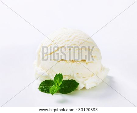 Scoop of white ice cream - lemon, vanilla or coconut flavor