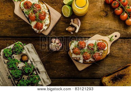 Roasted Cherry Tomato Sauce And Ricotta On Toast