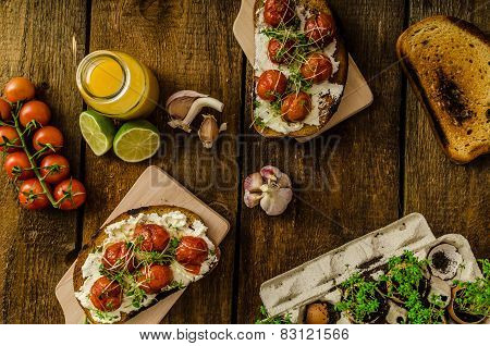 Roasted Cherry Tomato Sauce And Ricotta On Toast