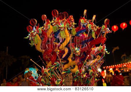 Chinese Lantern with dragon background in Chinese New year
