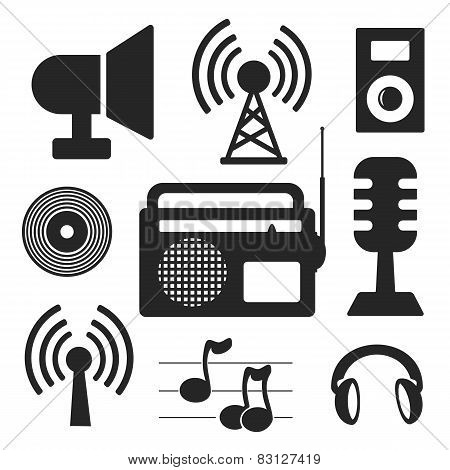 Set Of Music And Wireless Web And Mobile Logo Icons