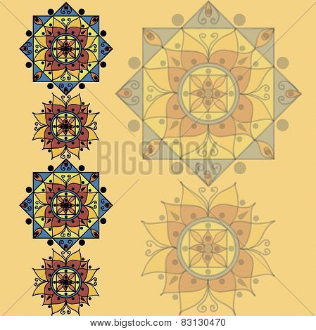 Yellow pattern with mandalas