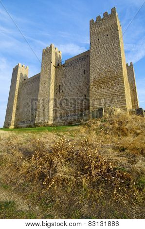 Castle in Sadaba with beauty sky in Saragossa, Aragon, Spain