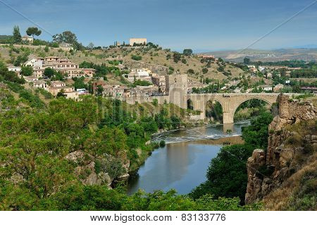 Tajo River And The Alcantara Bridge, Toledo, Spain