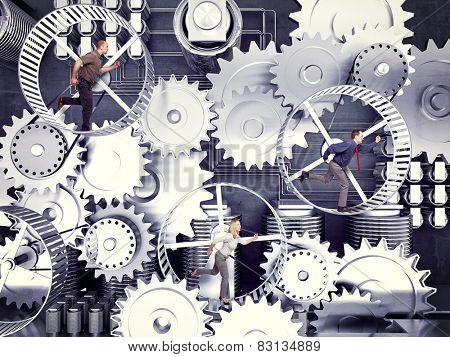business people run in 3d hamster wheele