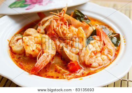 Tom Yum Goong, Spicy Soup With Shrimp.