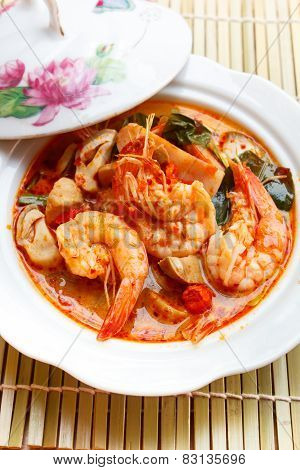 Tom Yum Goong, Spicy Soup With Shrimp.
