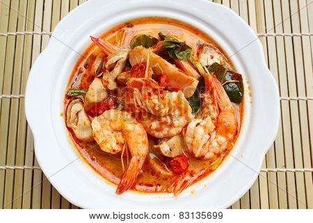 Tom Yum Goong, Spicy Soup With Shrimp.