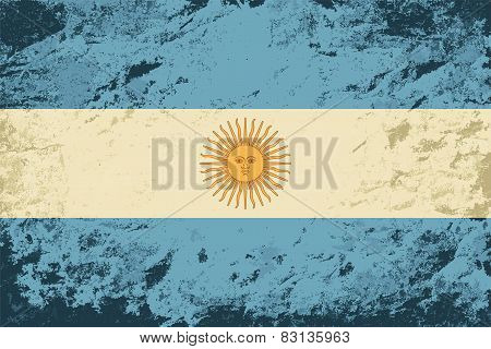 Argentinean flag. Grunge background. Vector illustration