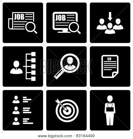 Vector black job search icon set