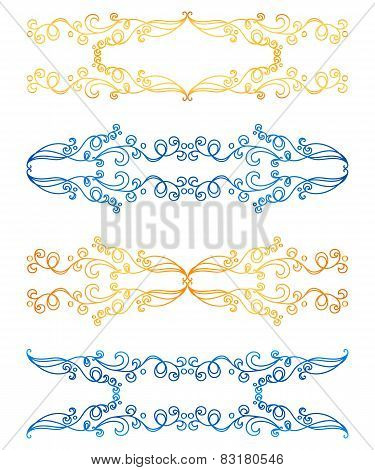 Gold and blue frames on white