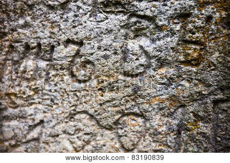Moss-grown Surface Of The Old Stone Cross