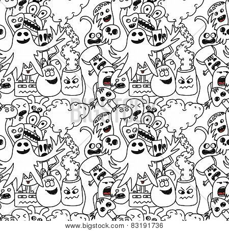 Funny monsters seamless vector pattern