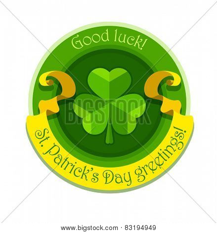 Shamrock symbol for saint patricks day with ribbon. Eps10 vector illustration