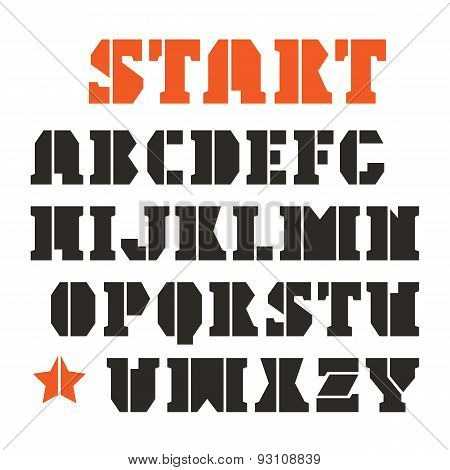 Serif Stencil-plate Font In Geometric Style