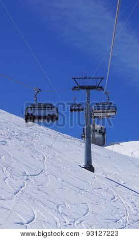 Suspended Ski Cable Car At Snow Mountains Titlis