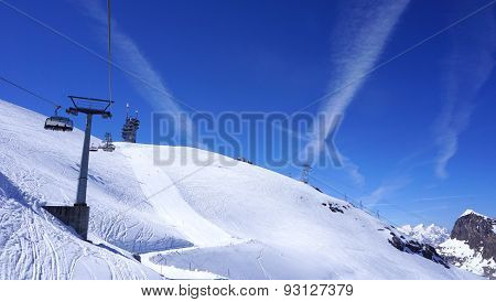 Scenry Of Suspended Ski Cable Car Titlis