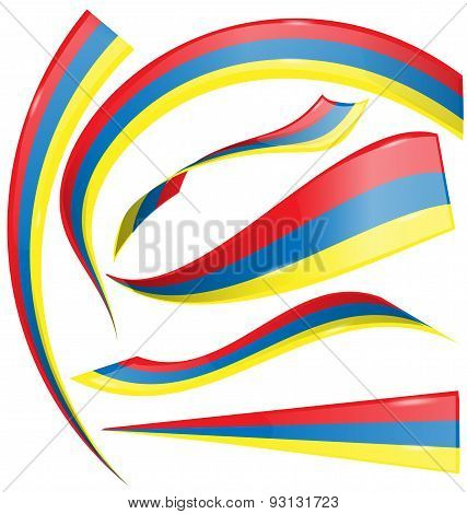 Colombia Set  Flag Isolated On White