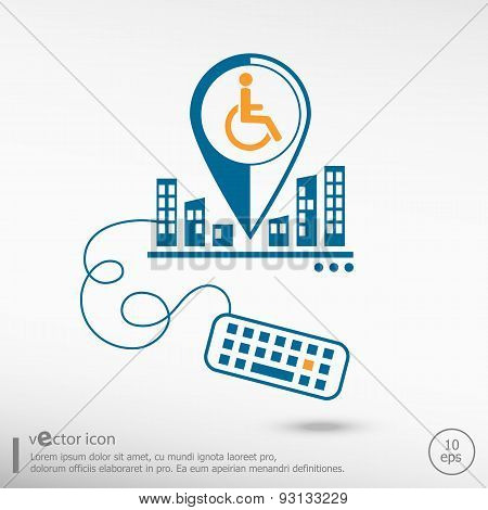 Disabled Handicap Icon And Keyboard
