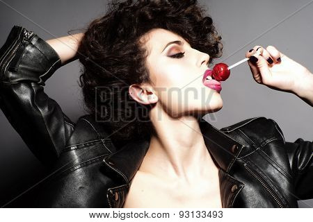 Passionate Girl With Lollipop
