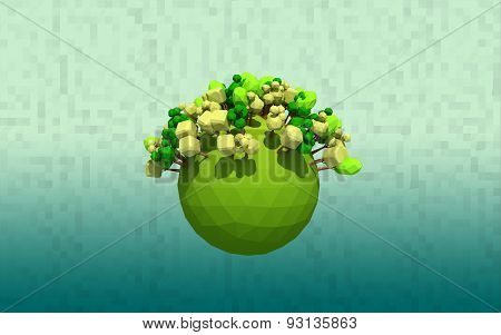 Our Isolated Planet With Trees On A Background