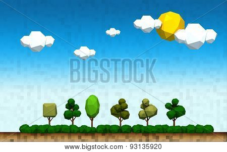 geometric tree landscape of a countryside