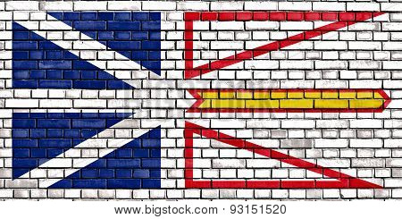 Flag Of Newfoundland And Labrador Painted On Brick Wall