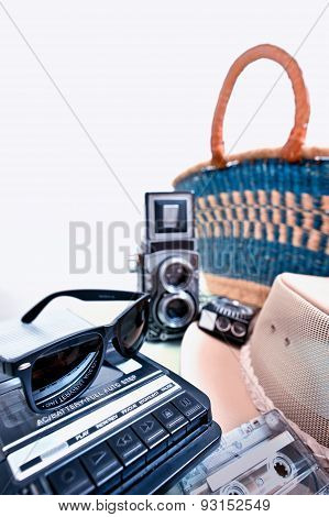 Sunglasses And Old Twin-lens Reflex Camera