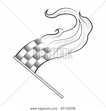 Racing flag. Checkered flag with flame. Vector illustration isol