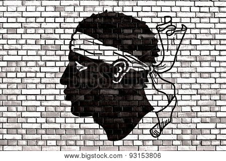 Flag Of Corsica Painted On Brick Wall