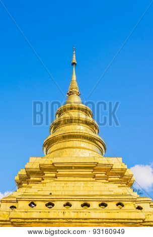 Old Temple With White Cloud And Blue Sky