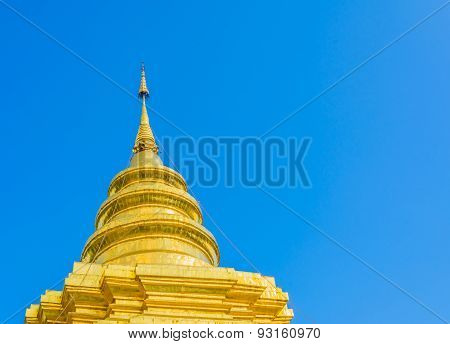 Old Temple With White Cloud And Blue Sky