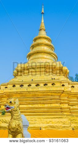 Old Temple With White Cloud And Blue Sky