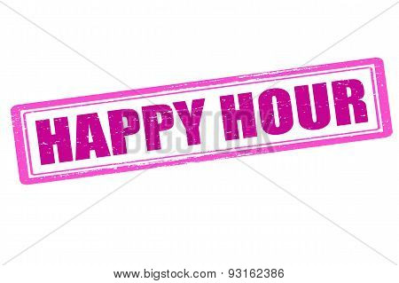 Rubber stamp with text happy hour inside vector illustration