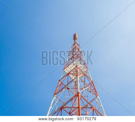 Image Of Tele-radio Tower With Blue Sky For Background Usage.