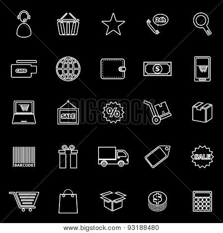 E-commerce Line Icons On Black Background