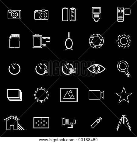 Camera Line Icons On Black Background