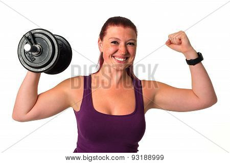 Beautiful fitness female with dumbbell