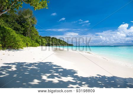 Beautiful Crystal Clear Sea And White Sand Beach At Tachai Island, Andaman, Thailand