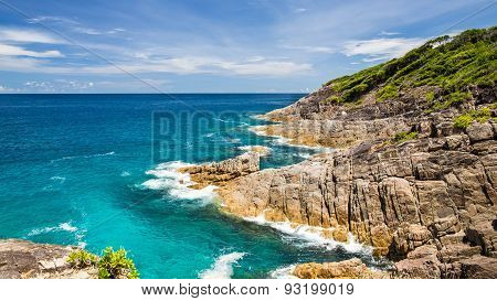 Vew Point Beautiful Crystal Clear Sea And White Sand Beach With Stone At Tachai Island, Andaman, Tha