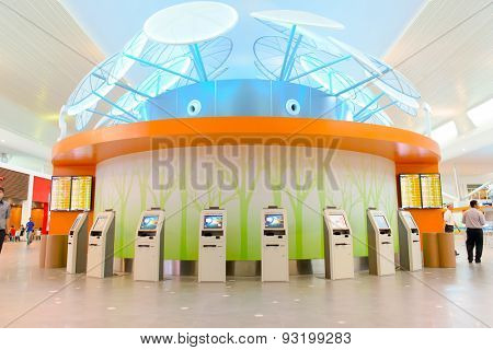 KUALA LUMPUR, MALAYSIA - MAY 06, 2014: airport interior on. Kuala Lumpur International Airport (KLIA) is Malaysia's main international airport and one of the major airports of South East Asia
