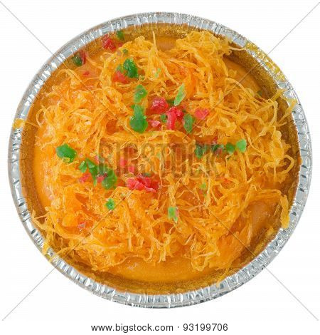 Golden Egg Threads Cake Isolated On White Background