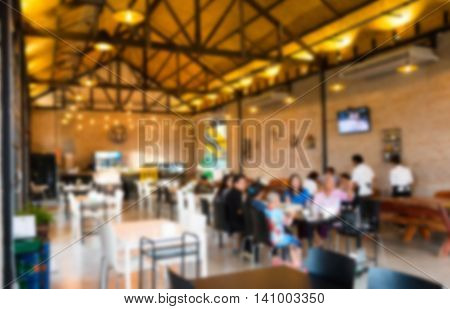 blur view of busy restaurant for dinner